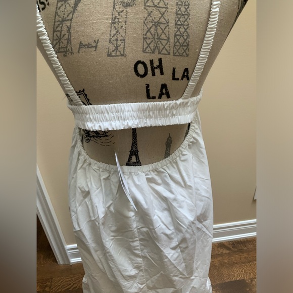 JUSTFAB Strappy Tier Midi White Women’s Cotton Boho Dress BRAND NEW Size Large - Picture 7 of 10